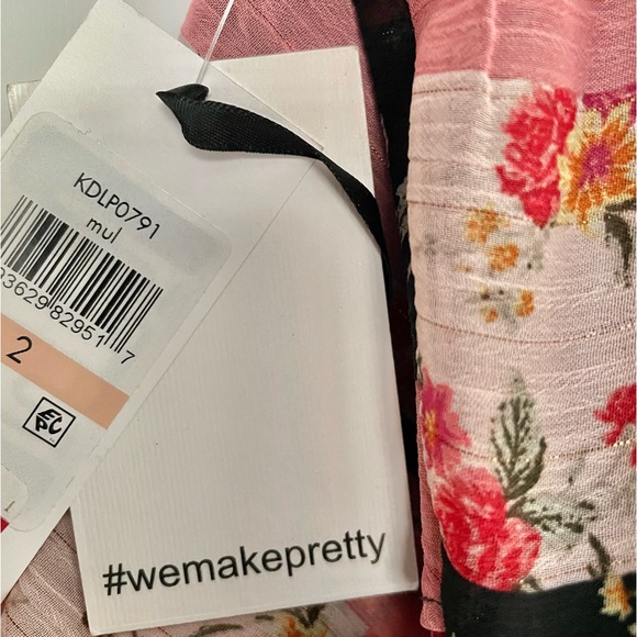 Kensie multicolor stripe floral patchwork chiffon lined midi maxi ruffle size 2 - Picture 8 of 15